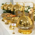 New Gold Chafer Stainless Steel Luxury Pearl Chafing Dish Golden