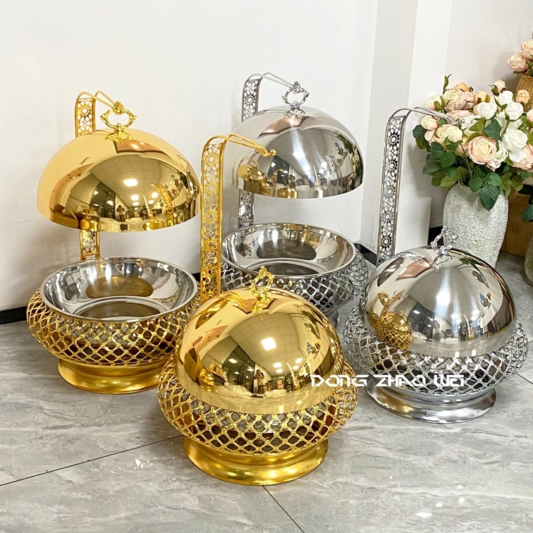 New Gold Chafer Stainless Steel Luxury Pearl Chafing Dish Golden Silver (2)