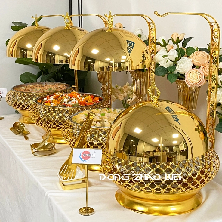 Nouveau Chafing Dish en Acier Inoxydable Luxury Pearl Chafing Dish Golden