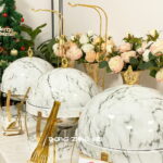 Réchauffeur d'aliments commercial en acier inoxydable et marbre blanc pour les buffets de restauration (3)