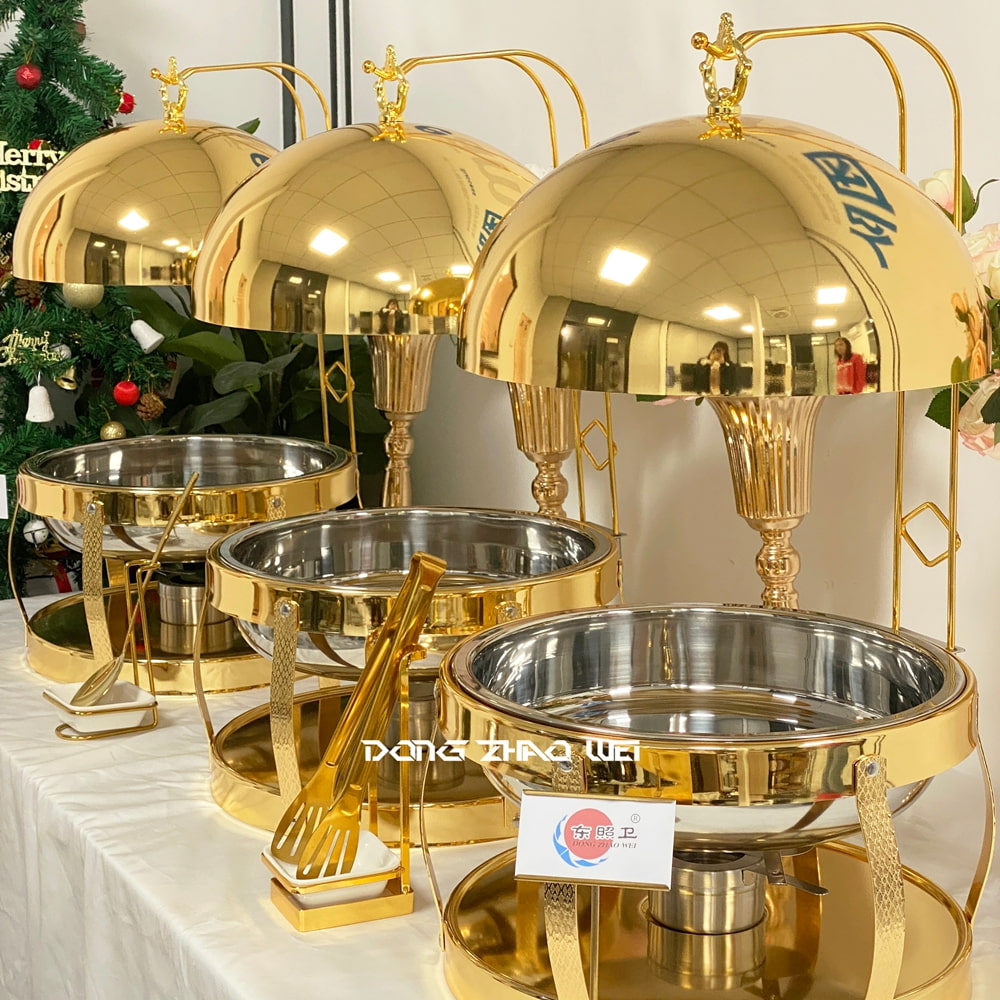 New Gold Chafing Dish Set Wholesale, Round Buffet Set Custom (4)