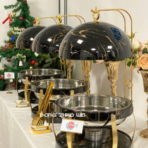 Großhandel schwarz Chafing Dish Buffet Set Edelstahl rund (3)
