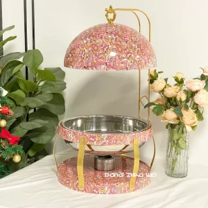 Buffet Serveur Chauffe Nourriture Wholesale Marbre Rose Round Chafing Dish Set 8L In Bulk (4)