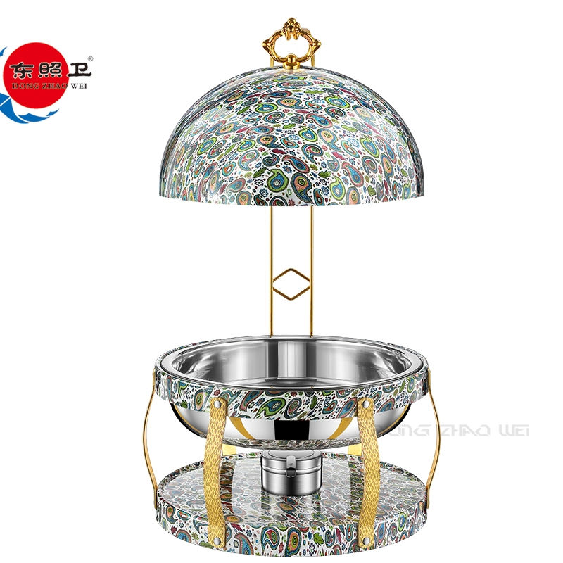 Colorful Chafing Dish Wholesale, Paisley Prints Round Buffet Set Bulk (1)