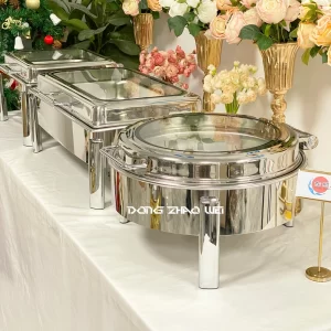 Custom Chafing Dish Set mit Klappdeckel, Silivery Edelstahl Buffet Server Whlesale (2)