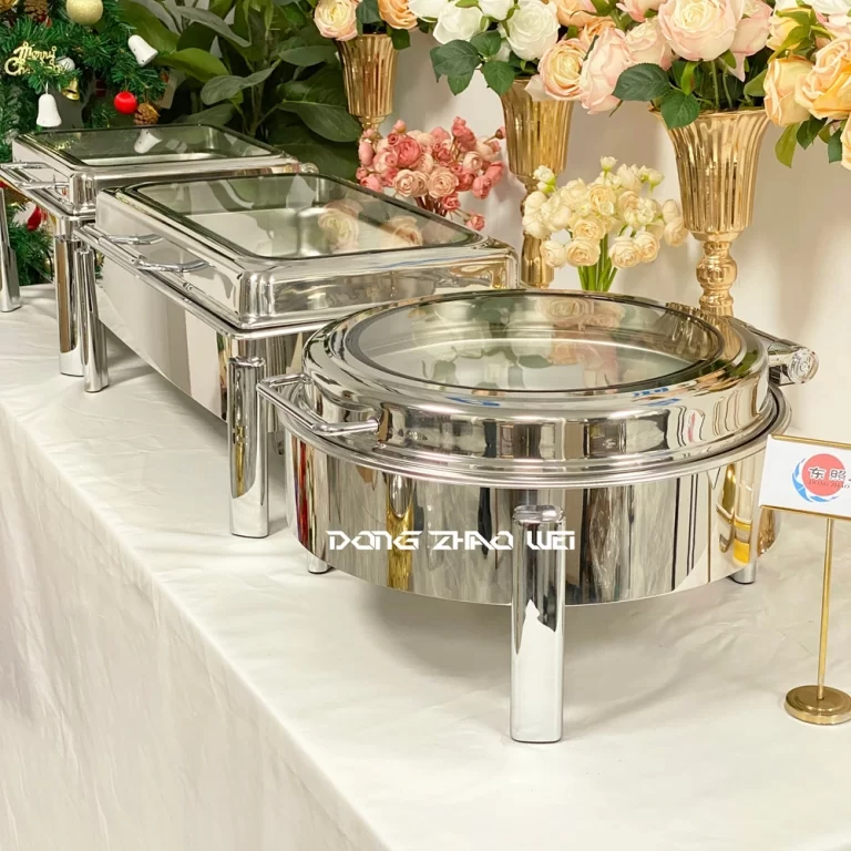 Custom Chafing Dish Set with Hinged Lid, Silivery Stainless Steel Buffet Server Whlesale (2)