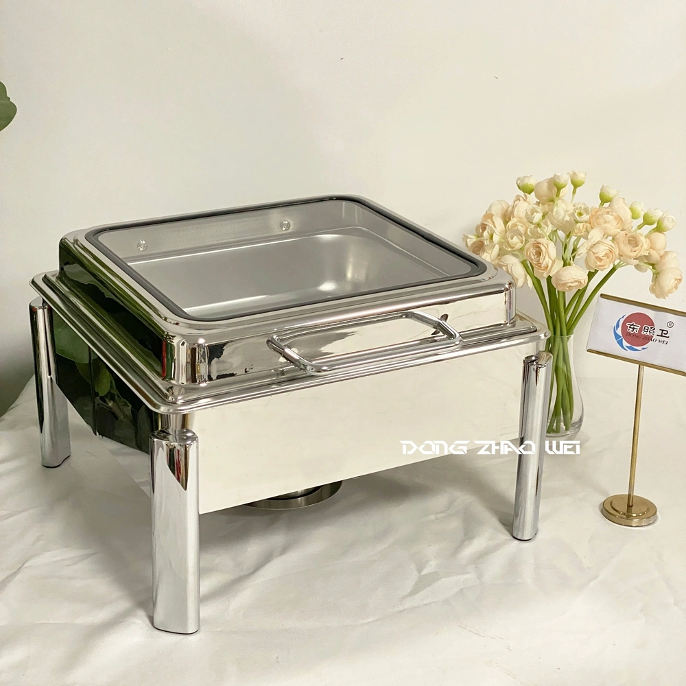Custom Chafing Dish Set with Hinged Lid, Silivery Stainless Steel Buffet Server Whlesale (3)