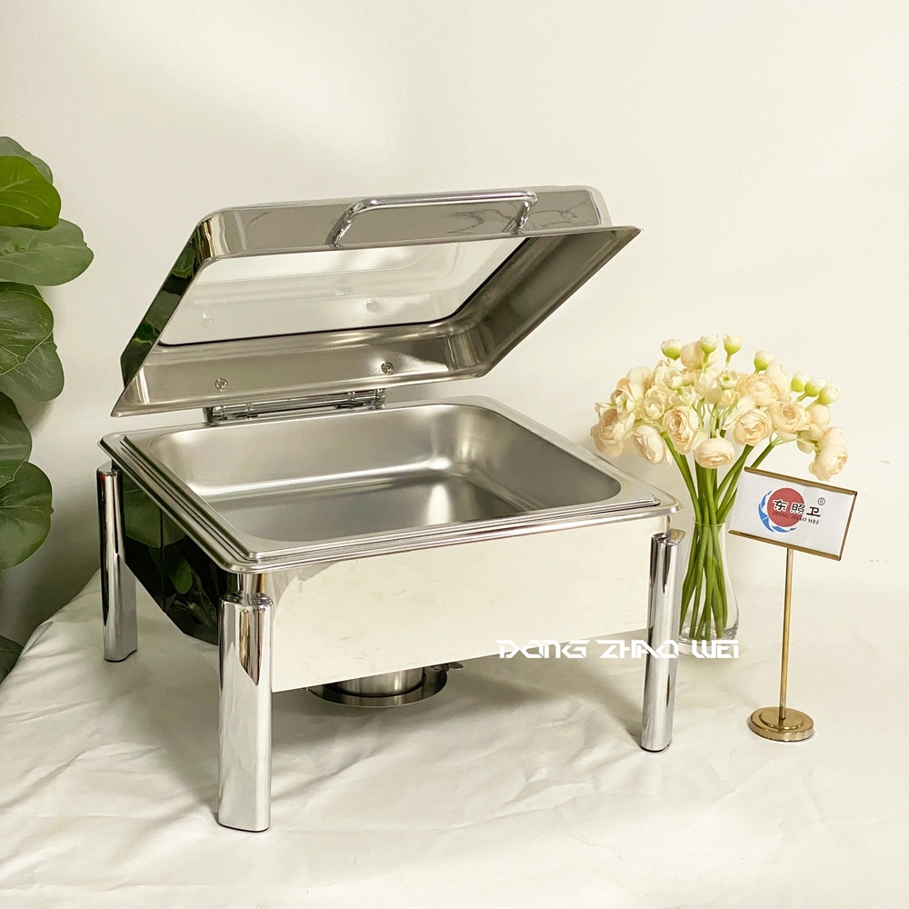 Custom Chafing Dish Set with Hinged Lid, Silivery Stainless Steel Buffet Server Whlesale (5)