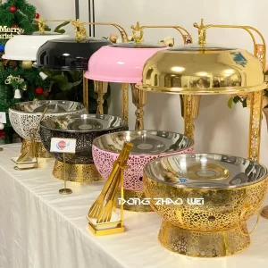 Nouveau Chafing Food Warmer en acier inoxydable, Pumpkin Fuel Chafing Dish en vrac (2)