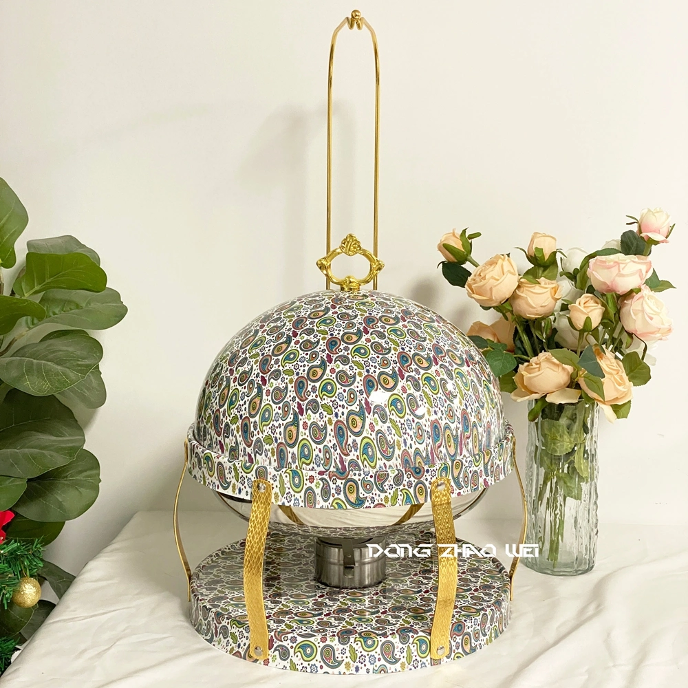Set de réchauds ronds pour buffet en marbre vert pour la fête (1)