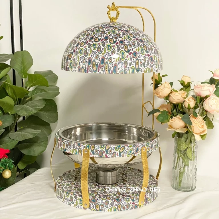 Round Chafing Dish Buffet Set Wholesale Green Marble Food Warmer for Party (3)