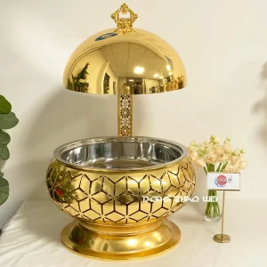 Wholesale Big Rich Chafing Dish Set, Luxury Gold Chafer with Hanging lid Custom (2)