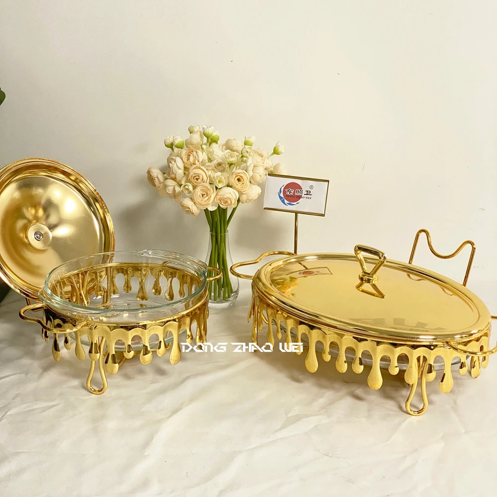 Wholesale Luxury Chafing Dish Set, Golden WaterDrop Armain Buffet Warmer (18)