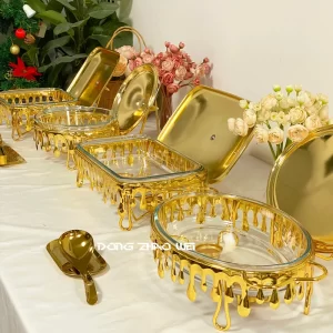 Wholesale Luxury Chafing Dish Set, Golden WaterDrop Armain Buffet Warmer (25)