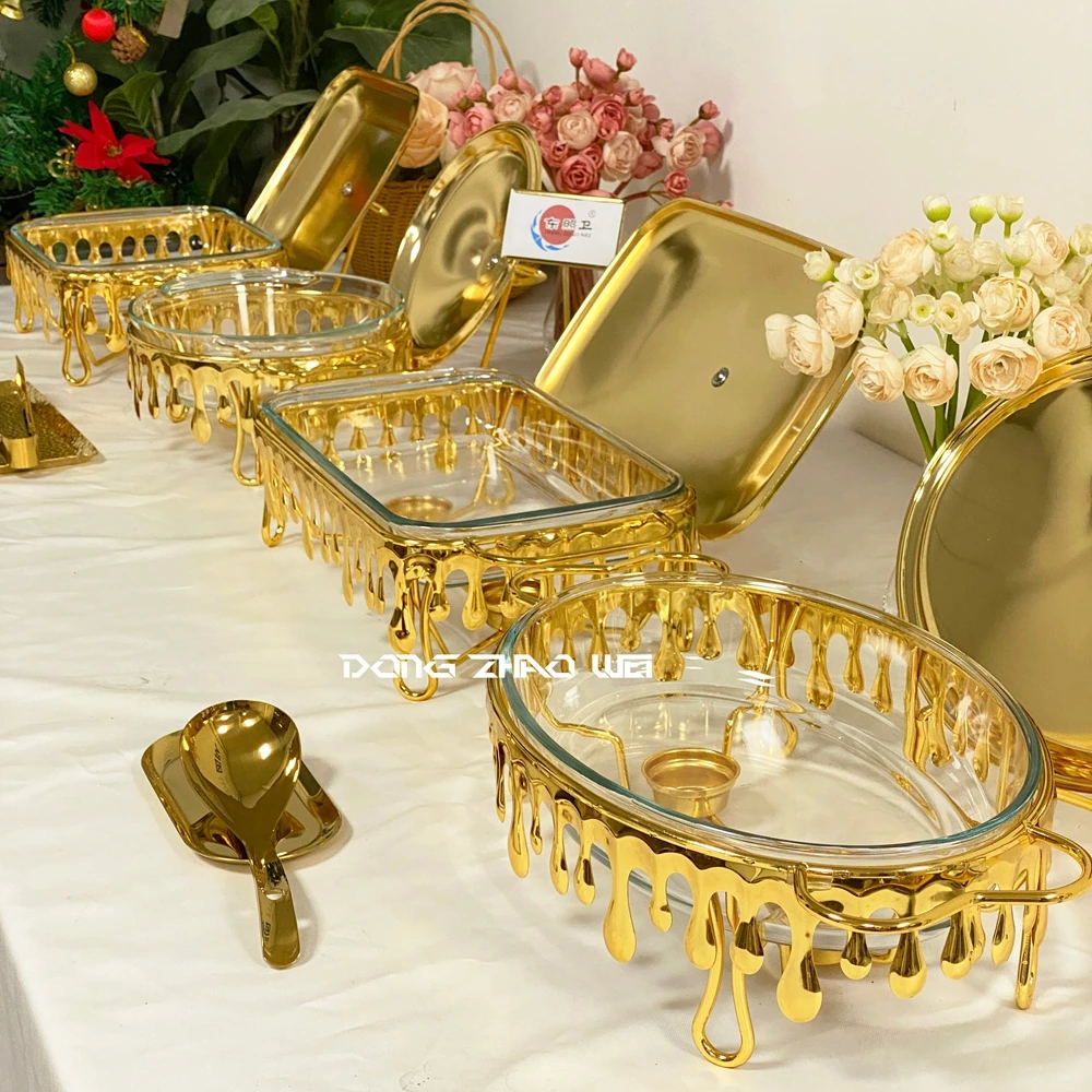 Wholesale Luxury Chafing Dish Set, Golden WaterDrop Armain Buffet Warmer (27)