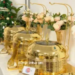Wholesale Square Chafing Dish With Glass Lid, Modern Gold Plated Food Warmer Custom (1)