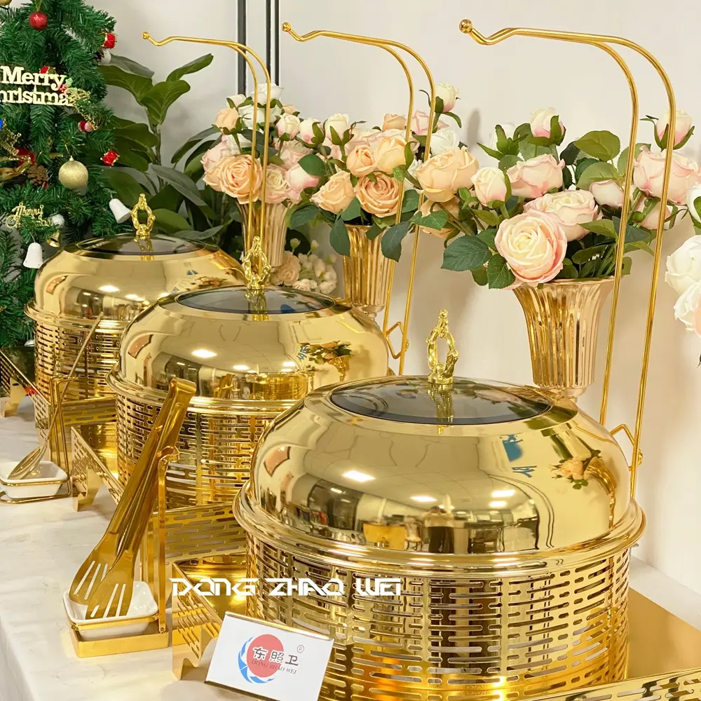 Wholesale Square Chafing Dish With Glass Lid, Modern Gold Plated Food Warmer Custom (1)