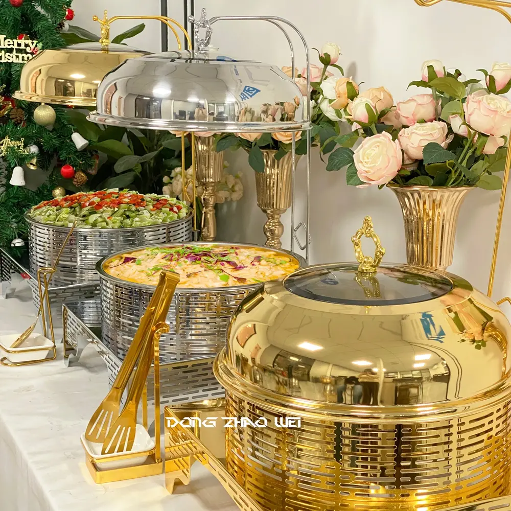 Großhandel quadratische Chafing Dish mit Glasdeckel, moderne Silber vergoldet Food Warmer Custom (1)