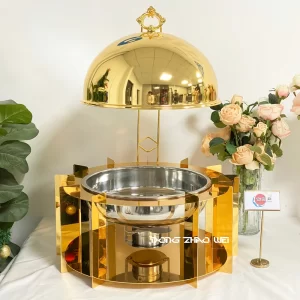 Wholesale Stainless Steel Blade Chafing Dish, Custom Buffet Warmer with Lids Gold Silivery (6)