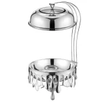 Custom Round Chafing Dish with Glass Lid, Golden Silver Big Waterdrops Chafing Dish Set Supplier (6)
