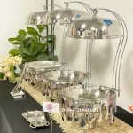 custom round chafing dish with glass lid