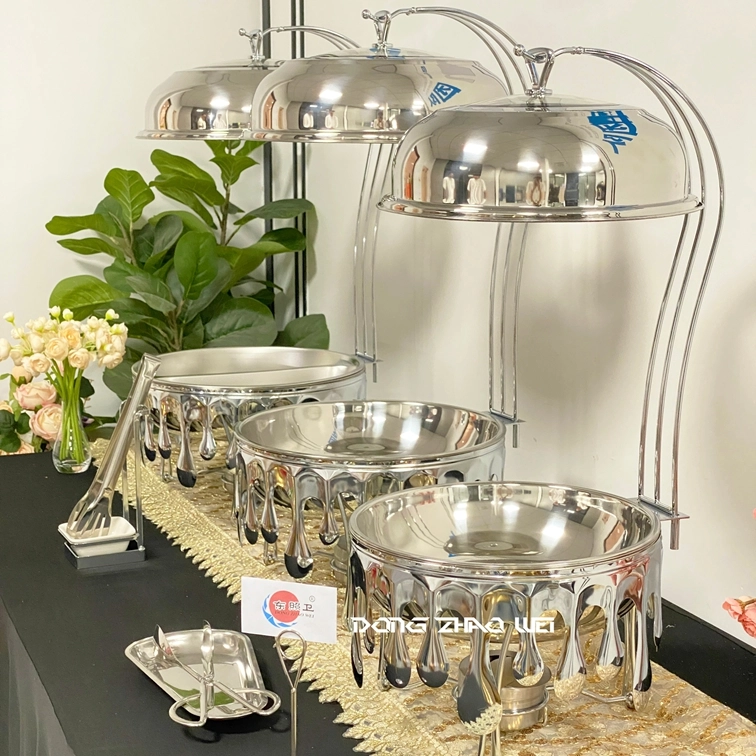 custom round chafing dish with glass lid