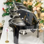 prato chafing com cúpula por atacado prato chafing preto dourado roll top(2)