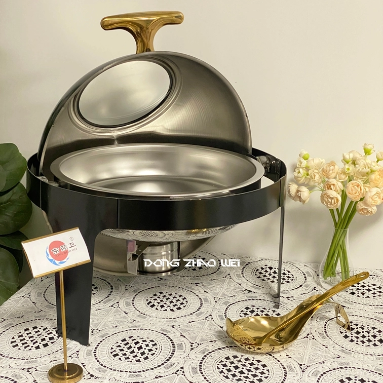 カスタムロールトップチェーフィングディッシュステンレス鋼ラウンドブラックサプライヤー