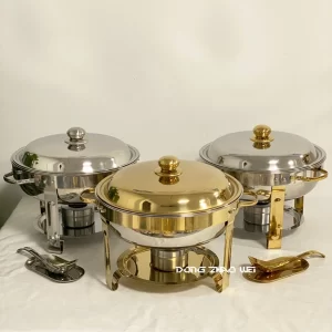 Gros plat rond en acier inoxydable pour chafing dish économique