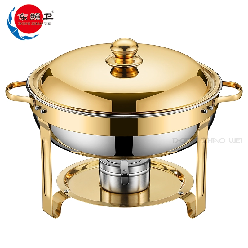 Grossiste Acier Inoxydable Chafing Dish Rond Economique Dafing Dish Doré