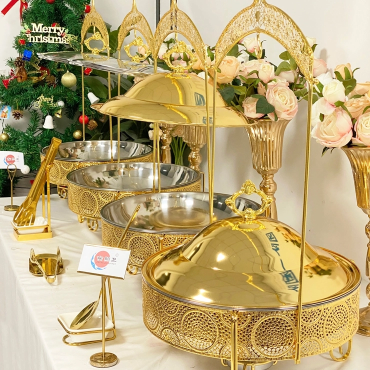 Set de buffet personnalisé pour traiteur Jazz fleur d'or Chafing Dish Wholesale (7)
