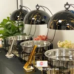 Wholesale Banquet Chafing Dishes, Sunflower Buffet Set Black Golden Supplier