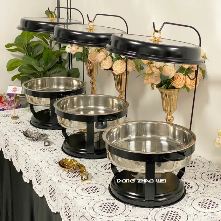 Atacado Chafing Buffet Dish Aço inoxidável, Preto Branco DES Visual Cover Buffet Set Fornecedor