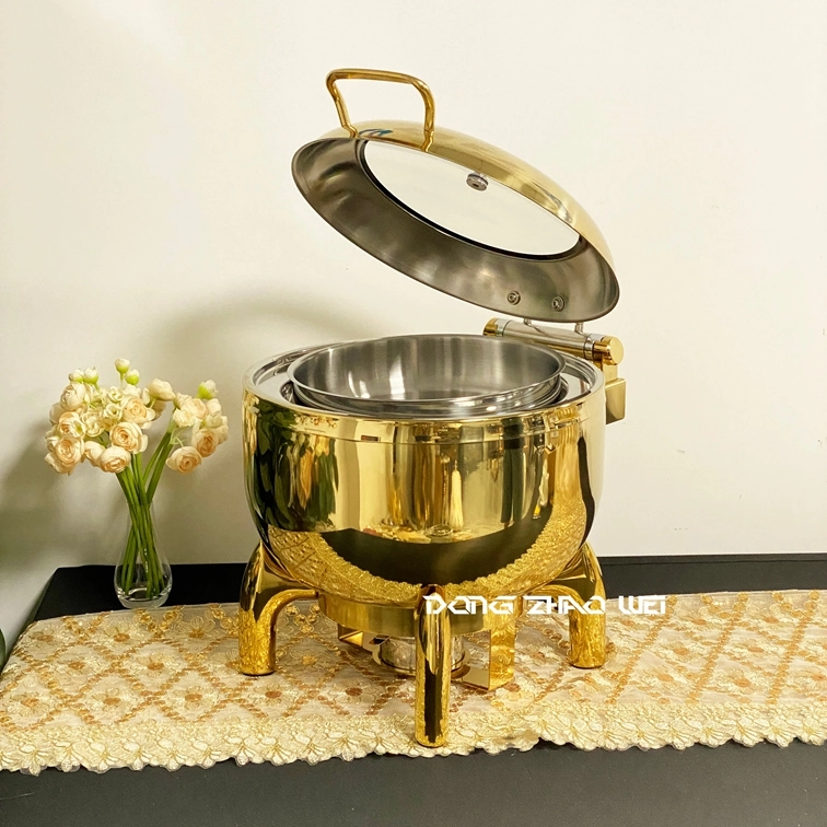 Wholesale Commercial Chafing Dishes 11L, Golden Silver Luxury Hydraulic Food Warmer Manufacturer (6)