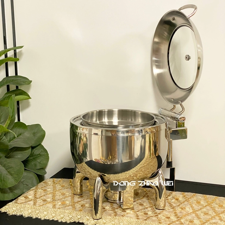 Wholesale Soup Chafing Dish 11L, Golden Silver Luxury Hydraulic Food Warmer Manufacturer (1)